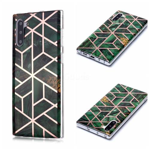 Green Rhombus Galvanized Rose Gold Marble Phone Back Cover for Samsung Galaxy Note 10 (6.28 inch) / Note10 5G