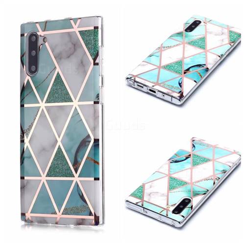 Green White Galvanized Rose Gold Marble Phone Back Cover for Samsung Galaxy Note 10 (6.28 inch) / Note10 5G