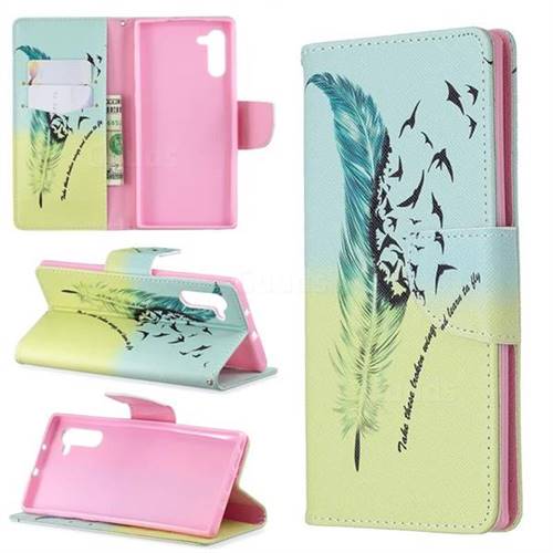 Feather Bird Leather Wallet Case for Samsung Galaxy Note 10 (6.28 inch) / Note10 5G