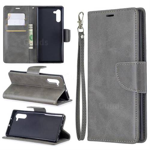 Classic Sheepskin PU Leather Phone Wallet Case for Samsung Galaxy Note 10 (6.28 inch) / Note10 5G - Gray
