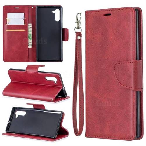 Classic Sheepskin PU Leather Phone Wallet Case for Samsung Galaxy Note 10 (6.28 inch) / Note10 5G - Red