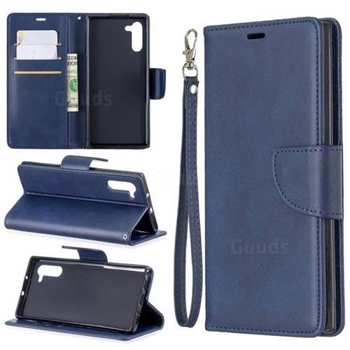 Classic Sheepskin PU Leather Phone Wallet Case for Samsung Galaxy Note 10 (6.28 inch) / Note10 5G - Blue
