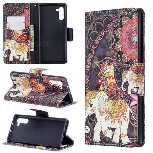 Totem Flower Elephant Leather Wallet Case for Samsung Galaxy Note 10 (6.28 inch) / Note10 5G