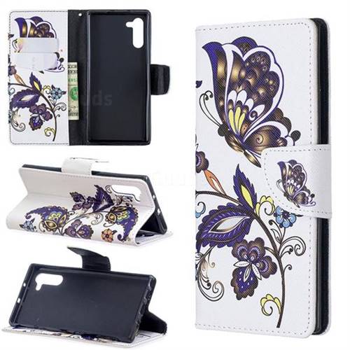 Butterflies and Flowers Leather Wallet Case for Samsung Galaxy Note 10 (6.28 inch) / Note10 5G