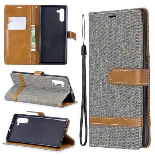 Jeans Cowboy Denim Leather Wallet Case for Samsung Galaxy Note 10 (6.28 inch) / Note10 5G - Gray