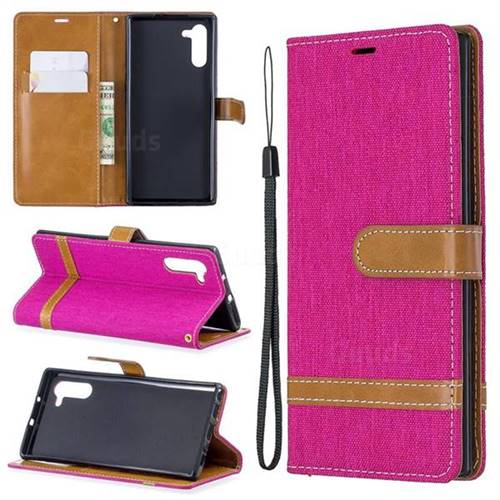 Jeans Cowboy Denim Leather Wallet Case for Samsung Galaxy Note 10 (6.28 inch) / Note10 5G - Rose