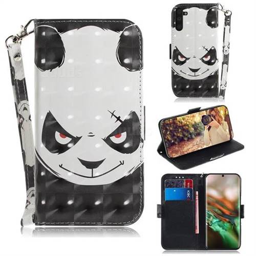 Angry Bear 3D Painted Leather Wallet Phone Case for Samsung Galaxy Note 10 (6.28 inch) / Note10 5G