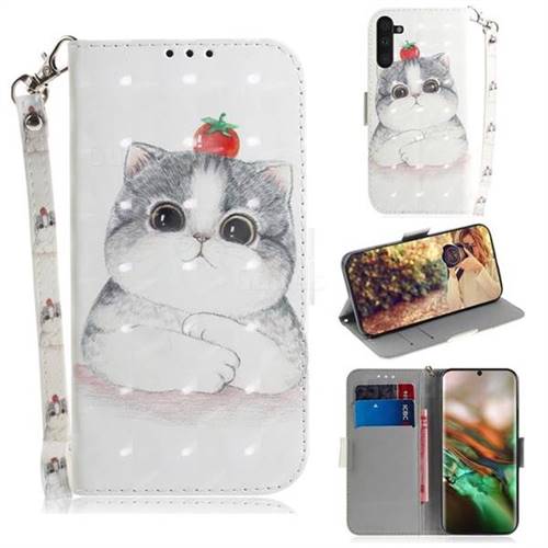 Cute Tomato Cat 3D Painted Leather Wallet Phone Case for Samsung Galaxy Note 10 (6.28 inch) / Note10 5G