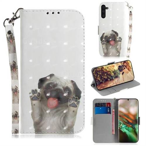 Pug Dog 3D Painted Leather Wallet Phone Case for Samsung Galaxy Note 10 (6.28 inch) / Note10 5G