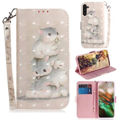Three Squirrels 3D Painted Leather Wallet Phone Case for Samsung Galaxy Note 10 (6.28 inch) / Note10 5G