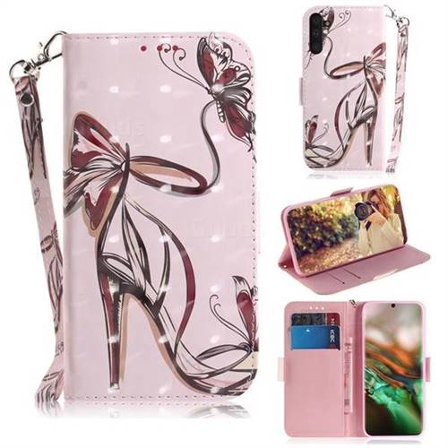 Butterfly High Heels 3D Painted Leather Wallet Phone Case for Samsung Galaxy Note 10 (6.28 inch) / Note10 5G