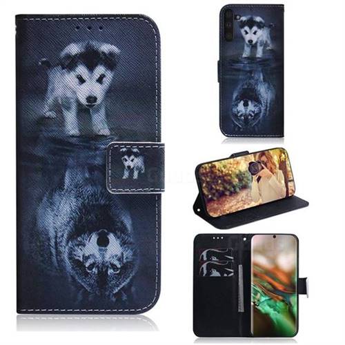 Wolf and Dog PU Leather Wallet Case for Samsung Galaxy Note 10 (6.28 inch) / Note10 5G