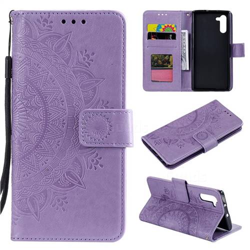 Intricate Embossing Datura Leather Wallet Case for Samsung Galaxy Note 10 (6.28 inch) / Note10 5G - Purple