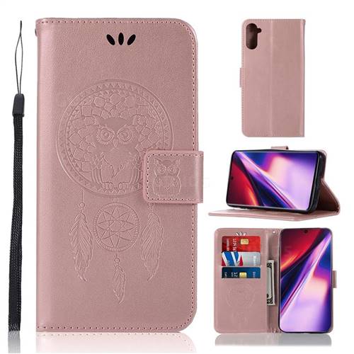 Intricate Embossing Owl Campanula Leather Wallet Case for Samsung Galaxy Note 10 (6.28 inch) / Note10 5G - Rose Gold