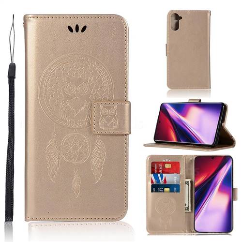 Intricate Embossing Owl Campanula Leather Wallet Case for Samsung Galaxy Note 10 (6.28 inch) / Note10 5G - Champagne