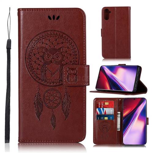 Intricate Embossing Owl Campanula Leather Wallet Case for Samsung Galaxy Note 10 (6.28 inch) / Note10 5G - Brown