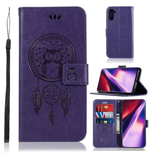 Intricate Embossing Owl Campanula Leather Wallet Case for Samsung Galaxy Note 10 (6.28 inch) / Note10 5G - Purple