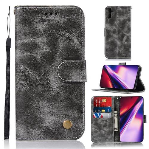 Luxury Retro Leather Wallet Case for Samsung Galaxy Note 10 (6.28 inch) / Note10 5G - Gray