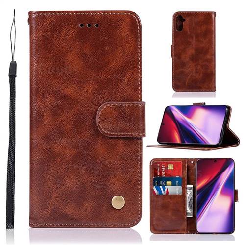 Luxury Retro Leather Wallet Case for Samsung Galaxy Note 10 (6.28 inch) / Note10 5G - Brown