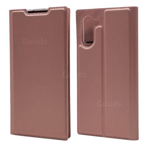 Ultra Slim Card Magnetic Automatic Suction Leather Wallet Case for Samsung Galaxy Note 10 (6.28 inch) / Note10 5G - Rose Gold