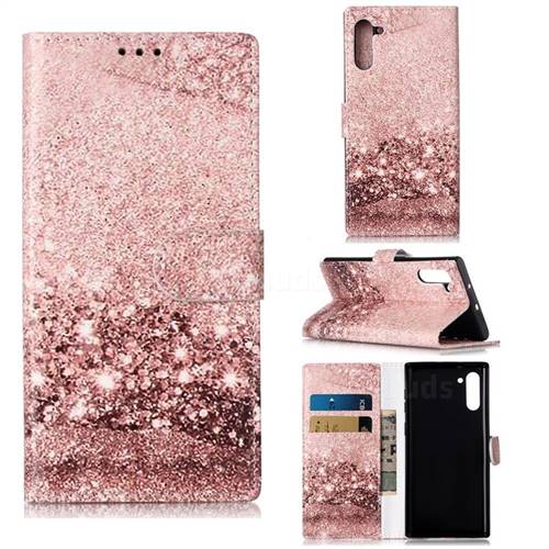 Glittering Rose Gold PU Leather Wallet Case for Samsung Galaxy Note 10 (6.28 inch) / Note10 5G