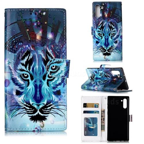 Ice Wolf 3D Relief Oil PU Leather Wallet Case for Samsung Galaxy Note 10 (6.28 inch) / Note10 5G