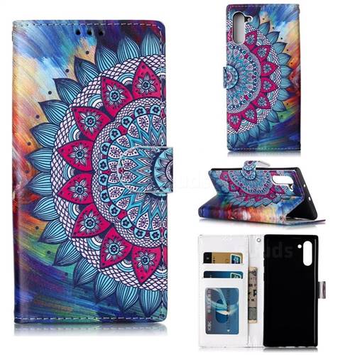 Mandala Flower 3D Relief Oil PU Leather Wallet Case for Samsung Galaxy Note 10 (6.28 inch) / Note10 5G