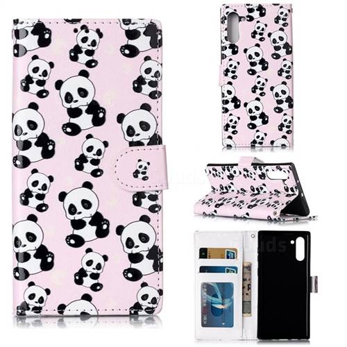 Cute Panda 3D Relief Oil PU Leather Wallet Case for Samsung Galaxy Note 10 (6.28 inch) / Note10 5G