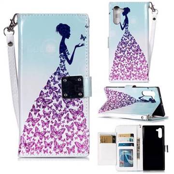 Butterfly Princess 3D Shiny Dazzle Smooth PU Leather Wallet Case for Samsung Galaxy Note 10 (6.28 inch) / Note10 5G