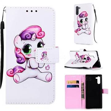 Playful Pony Matte Leather Wallet Phone Case for Samsung Galaxy Note 10 (6.28 inch) / Note10 5G