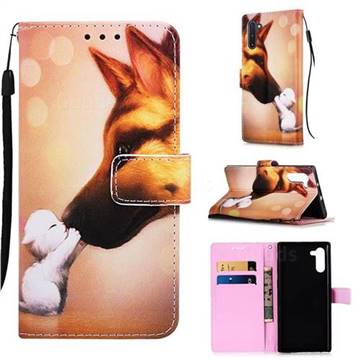 Hound Kiss Matte Leather Wallet Phone Case for Samsung Galaxy Note 10 (6.28 inch) / Note10 5G