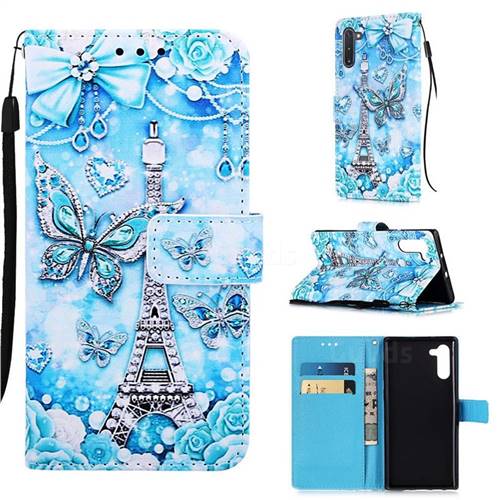 Tower Butterfly Matte Leather Wallet Phone Case for Samsung Galaxy Note 10 (6.28 inch) / Note10 5G