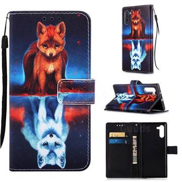 Water Fox Matte Leather Wallet Phone Case for Samsung Galaxy Note 10 (6.28 inch) / Note10 5G