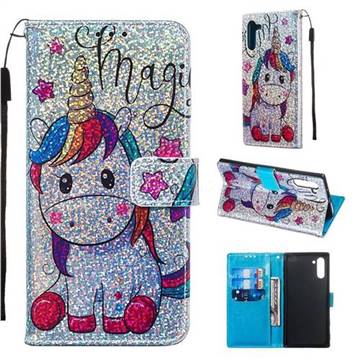 Star Unicorn Sequins Painted Leather Wallet Case for Samsung Galaxy Note 10 (6.28 inch) / Note10 5G
