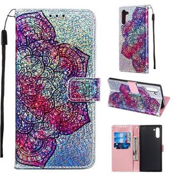 Glutinous Flower Sequins Painted Leather Wallet Case for Samsung Galaxy Note 10 (6.28 inch) / Note10 5G