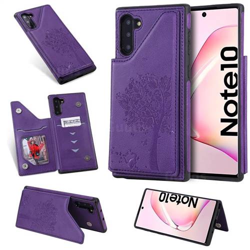 Luxury Tree and Cat Multifunction Magnetic Card Slots Stand Leather Phone Back Cover for Samsung Galaxy Note 10 (6.28 inch) / Note10 5G - Purple