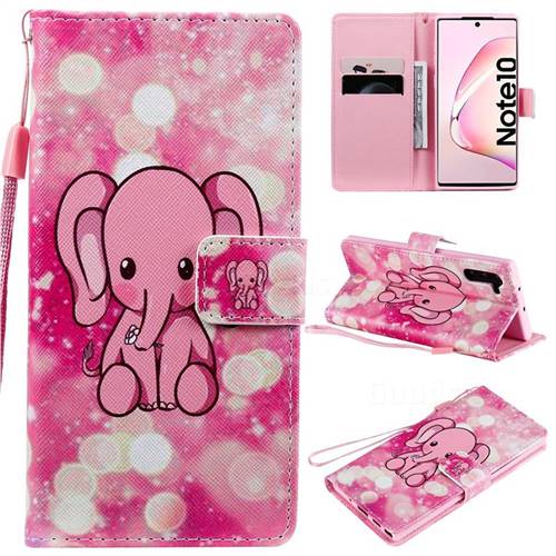 Pink Elephant PU Leather Wallet Case for Samsung Galaxy Note 10 (6.28 inch) / Note10 5G