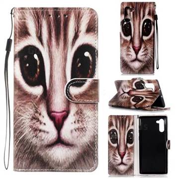 Coffe Cat Smooth Leather Phone Wallet Case for Samsung Galaxy Note 10 (6.28 inch) / Note10 5G