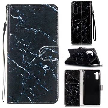 Black Marble Smooth Leather Phone Wallet Case for Samsung Galaxy Note 10 (6.28 inch) / Note10 5G