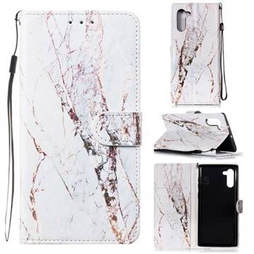 White Marble Smooth Leather Phone Wallet Case for Samsung Galaxy Note 10 (6.28 inch) / Note10 5G