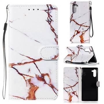 Platinum Marble Smooth Leather Phone Wallet Case for Samsung Galaxy Note 10 (6.28 inch) / Note10 5G