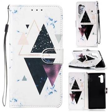 Triangle Marble Smooth Leather Phone Wallet Case for Samsung Galaxy Note 10 (6.28 inch) / Note10 5G