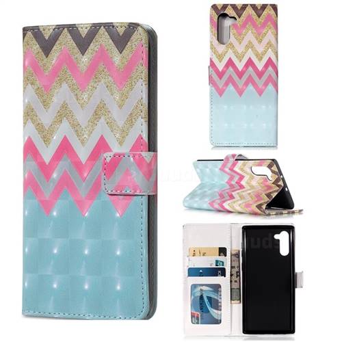 Color Wave 3D Painted Leather Phone Wallet Case for Samsung Galaxy Note 10 (6.28 inch) / Note10 5G
