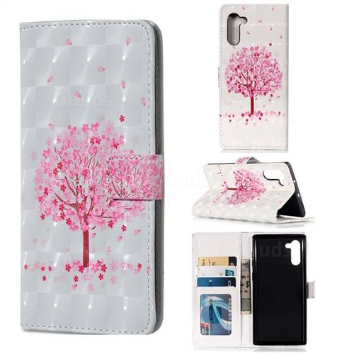 Sakura Flower Tree 3D Painted Leather Phone Wallet Case for Samsung Galaxy Note 10 (6.28 inch) / Note10 5G