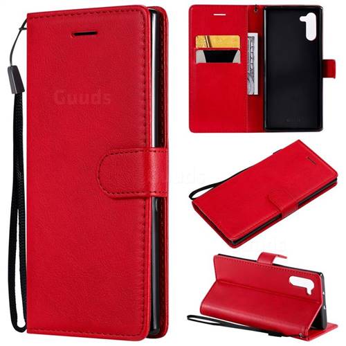 Retro Greek Classic Smooth PU Leather Wallet Phone Case for Samsung Galaxy Note 10 (6.28 inch) / Note10 5G - Red