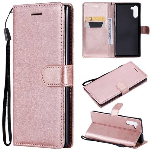 Retro Greek Classic Smooth PU Leather Wallet Phone Case for Samsung Galaxy Note 10 (6.28 inch) / Note10 5G - Rose Gold