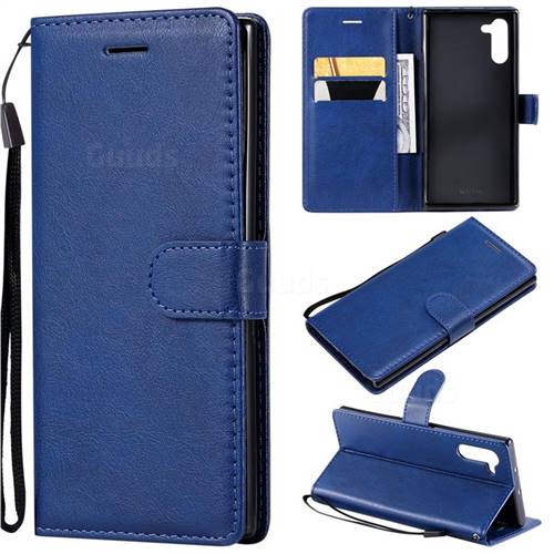 Retro Greek Classic Smooth PU Leather Wallet Phone Case for Samsung Galaxy Note 10 (6.28 inch) / Note10 5G - Blue