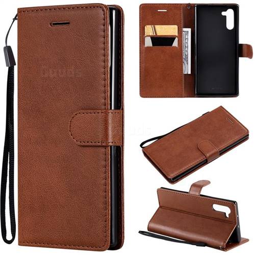 Retro Greek Classic Smooth PU Leather Wallet Phone Case for Samsung Galaxy Note 10 (6.28 inch) / Note10 5G - Brown