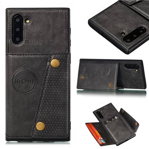 Retro Multifunction Card Slots Stand Leather Coated Phone Back Cover for Samsung Galaxy Note 10 (6.28 inch) / Note10 5G - Black