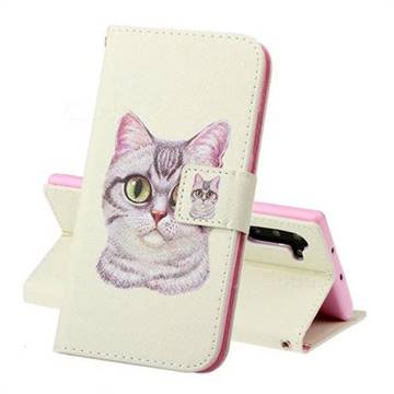 Lovely Cat Leather Wallet Phone Case for Samsung Galaxy Note 10 (6.28 inch) / Note10 5G